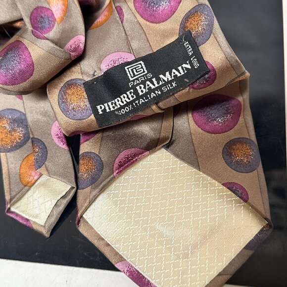 Pierre Balmain Silk Necktie Tie Bubbles Pink Brown Purple Psy Psychedelic Orange - Picture 4 of 5